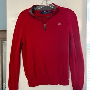 Boys red quarter zip sweater